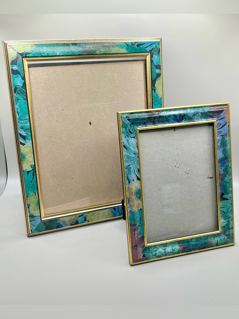 VTG 80s Burnes Tropical Botanical Picture Frame Set Mexico Floral Palm Beach